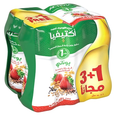 Activia Greek Style Probiotic Yogurt Drink Strawberry and Cereal, 180ml Pack of 4