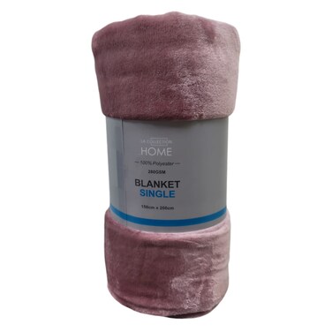 LA Collection 280 GSM Polyester Blanket Single Deep Mauve 150x200cm 882g