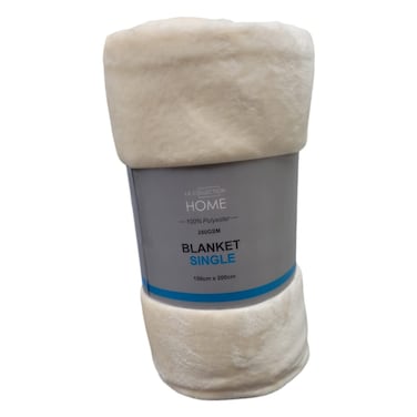 LA Collection 280 GSM Polyester Blanket Single Ecru 150x200cm 882g
