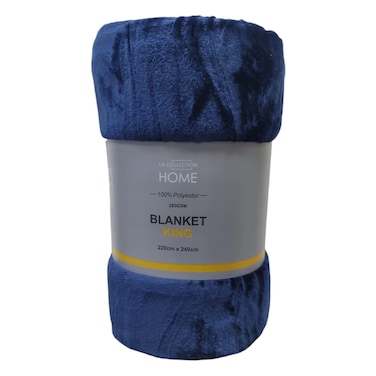 LA Collection 280 GSM Polyester Blanket King Navy 220x240cm 1552g