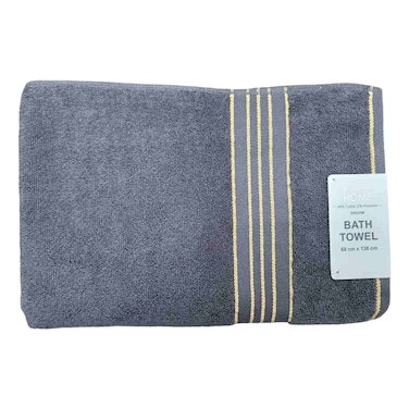 لا كولكشن منشفة حمام 550 GSM من القطن الخالص والبوليستر موديل 55004110 مقاس 68 × 138 سم - رمادي