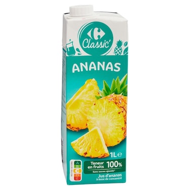 Carrefour Classic Pineapple Juice with No Added Sugar, 1L