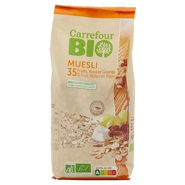 Carrefour Bio Organic Fruit, Nut and Seed Muesli Cereals, 500g