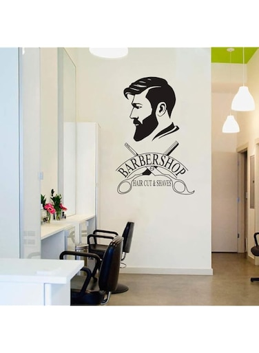 YOYOYU ART HOME DECOR Barber Shop Removable Wall Decal Man Barbershop Wall Stiker Window ation Sticker Poster AY1121 (42X64cm, Black)