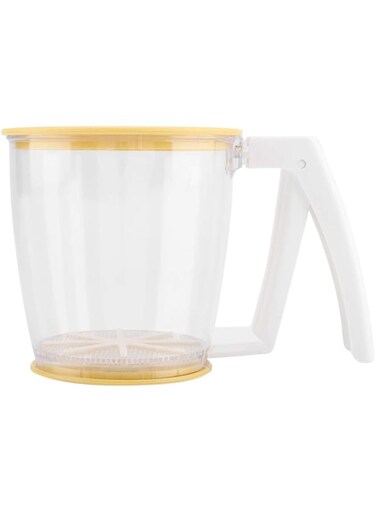 Luqeeg Mechanical Flour Strainer, Hand-held Cup Flour Sifter Strainer, Powder Mesh Sieve Baking Supplies Tools with Lid