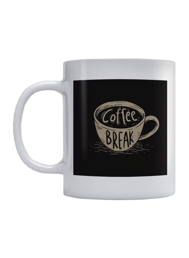 Coffee Break Printed Mug White/Black/Beige