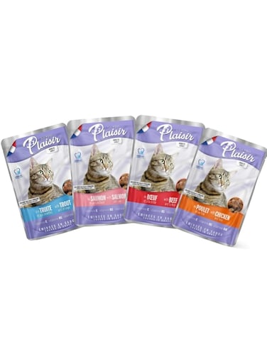 Plaisir Cats Chunks In Gravy 12 Pouches Of 100G In Multi Pack