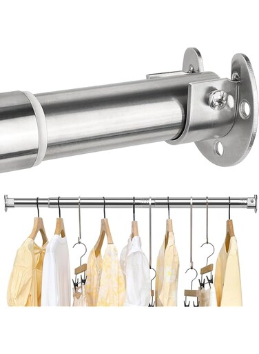 Adjustable Closet Poles for Hanging Clothes, Stainless Steel Closet Pole, Adjustable Closet Hanging Rod for Wardrobes 48-80cm