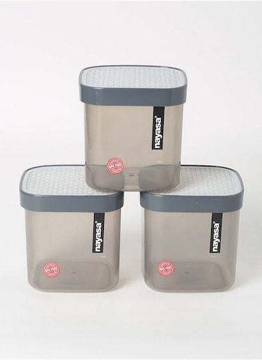 Fusion Plastic Food Storage Containers for Kitchen Set Of 3 Pieces Grey - 750 Ml