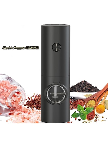 Electric Salt and Pepper Grinder, Automatic Pepper Grinder with LED Light Spices Shaker, Adjustable Ceramic Rotor for Coarse to Fine Grinding, Battery Powered Pepper Mills with Adjustable Coarseness, One-Handed Operation, Electric Black Pepper/Salt/Spice Grinder Ideal for Kitchen Outdoor BBQ