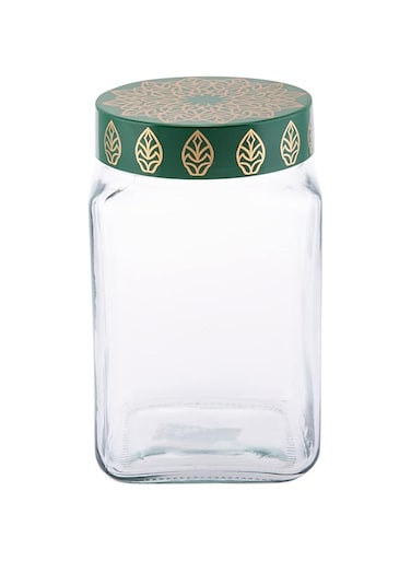AKDC Square Glass Storage Jar With Colourfulid - Durable And Stylish M495