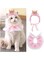 MOTIM Cat Collar Cat Bandana for Cats, Princess Cat Costumes for Cats, Cute Lace Dog Bandanas and Cat Crown Accessories for Cats Small Dogs, Pink Outfit for Birthday Party