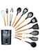 WONDER-BLED 11Pcs Silicone Kitchen Cooking Utensils Set, Heat-Resistant Wooden Utensils/Premium Handles for Cooking &amp; Baking, Non-Stick Kitchen Gadgets Cookware Kit for Gift and Daily Use - Gray