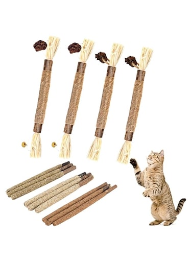 Dacitiery Silvervine Chew Sticks, 13pcs Different Taste Cat Toys Natural Cat Teeth Nip Cleaning Teeth Chew Catnip Toys for Indoor Cat Teeth Cleaning Kitten Teething and Stress Release