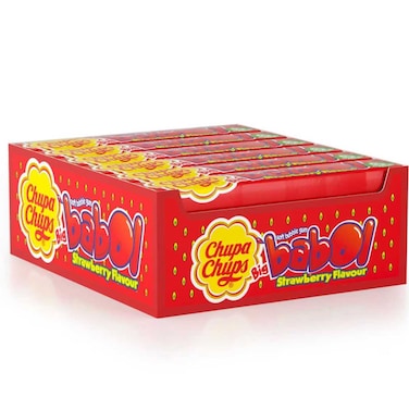 Chupa Chups Big Babol Strawberry Flavour Bubble Gum, 27g Pack of 20