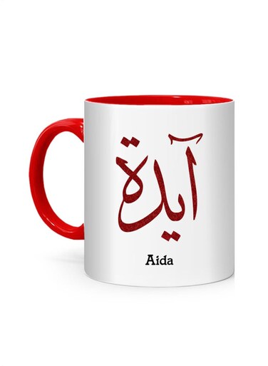 Styles Arabic Calligraphy Name Aida Printed Mug White/Red