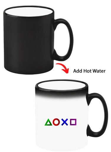 Color Changing Heat Sensitive Ceramic Mug, Image Revealed When HOT Liquid is Added! Controler button
