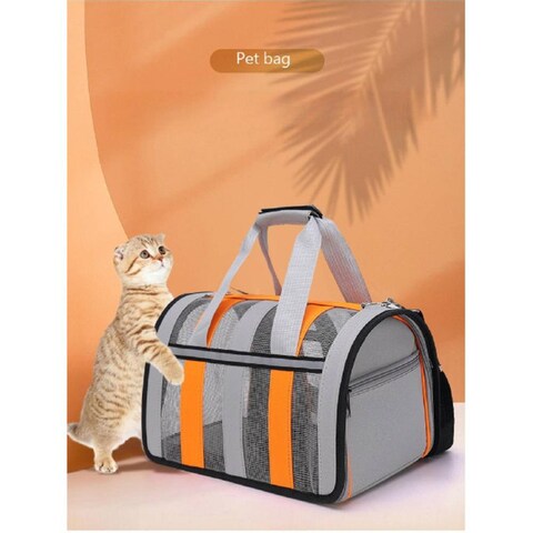 Petbroo Soft-Sided Breathable Cat Travel Carriers - Orange 48x27x27cm