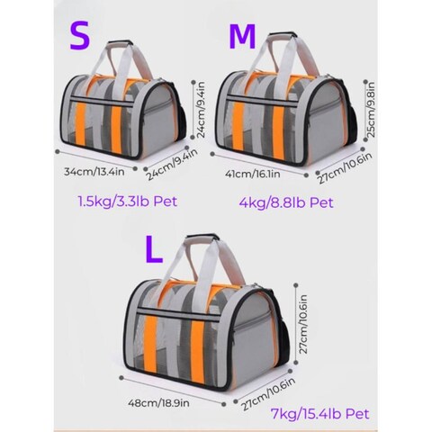 Petbroo Soft-Sided Breathable Cat Travel Carriers - Orange 48x27x27cm