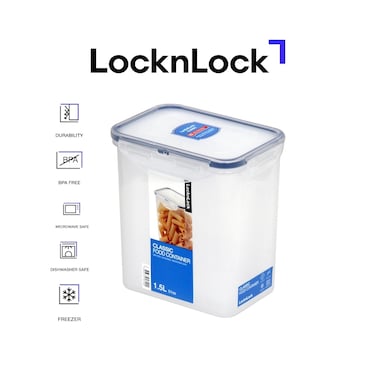 LocknLock 1.5L Rectangular Tall Airtight Food Container - BPA-Free, Microwave, Freezer, and Dishwasher Safe