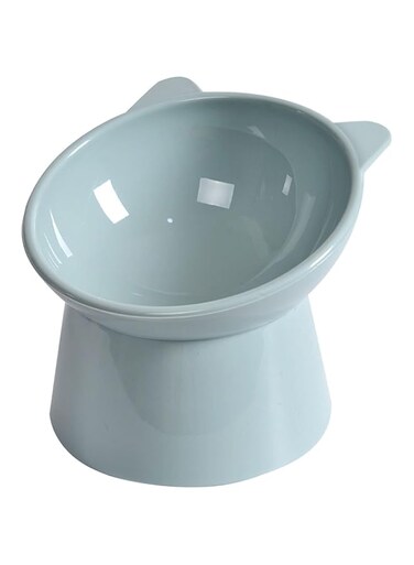 Joyzzz Tilted Cat Food Bowl, Cat Food Bowl with Anti Vomiting, Elevated Cat Bowls with Slanted, Plastic Blue Cat Bowl, Cat Bowls with Whisker Friendly, for Boys Girls Cats, Daily Indoor Use