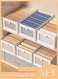 3 Pcs Linen Storage Boxes Large Capacity Foldable Storage Baskets for Home Fabric Storage Bins with Handles and Transparent Front Window Clothes Organizers Boxes
