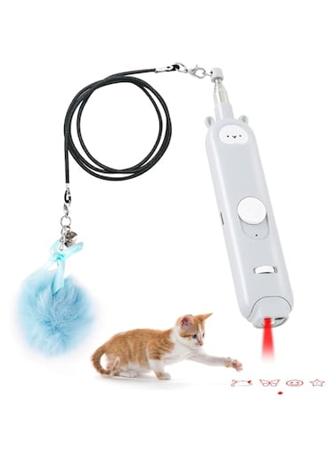 Jiuhuazi Cat Laser Pointer Toy, Cats Interactive Chaser Toy with Dot USB Rechargeable 6 in 1 Pattern, Flashlight to Interactive Toy for Indoor Cats Kittens Pet Training Exercise Tool