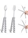 Flutesan 2 Pcs Butterfly Fork and Spoon Set, Tactical Butterfly Spoon Folding Stainless Steel Spork Utensil Set Balisong Trainer for Travel Camping Hunting BBQ Kitchen(Silver)