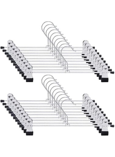 Axenture High Grade 30cm Metal Pants Hangers for Trouser,Skirt Hangers with Adjustable Clips,Space Saving Metal Hangers for Garment, Jeans Skirts and Shorts,for Adult and Kids (20)