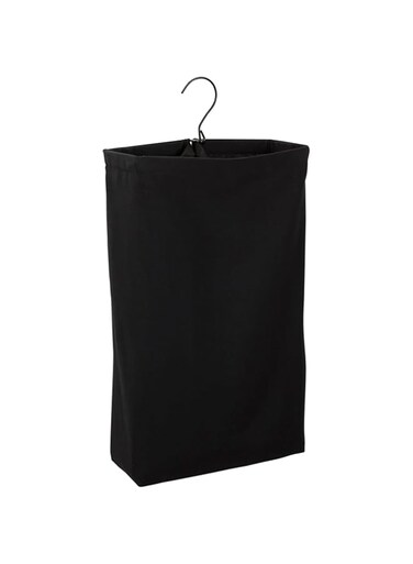 Household Essentials Door Hanging Laundry Bag, Washable Canvas Bag with Loop Handle, Holds Two Loads of Laundry, Great for Dorms and Small Spaces, Black
