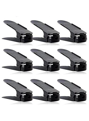 Sulfar Set Of 9Pcs Shoe Slots Organizer Display Rack Space Saver Shoe Rack Holder, Black