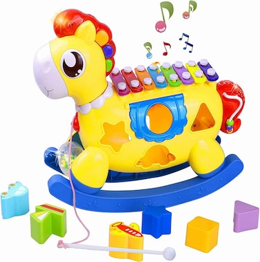 Solarae Baby Musical Toys 12-18 Months, Cute Pony Baby Newborn Toys for 1 Year Old Boy Girl, Christmas Birthday Gifts Toy with Xylophone/Light/Blocks, Toddler Toys for 1 2 3 Year Old Boys Girls Kids