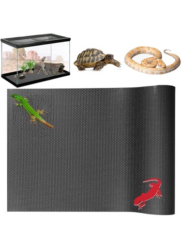 Tortoise Reptile Substrate Liner Terrarium Carpet, Bearded Dragon Tank Accessories, Non-Adhesive Reptile Carpet Reptile Flooring Mat Bedding for Tortoise and Leopard Gecko (17.7x78.7 inch, Black)