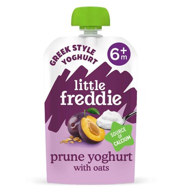 Little Freddie Organic Baby Food Pouch, Prune Greek Style Yoghurt with Oats, +6m, 100g