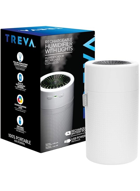 Treva Rechargeable Cool Mist Humidifier with color changing LED lights, 750ml