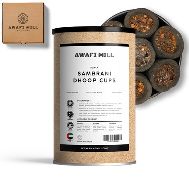 AWAFI MILL Black Sambrani Dhoop 12 Cups    Ready-to-Burn Loban Incense