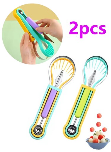 PCS Melon Baller Scoop Set, 3-in-1 Stainless Steel Fruit Carving Tool Set, Fruit Carving Tools for Dig Pulp Separator