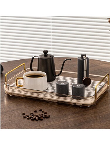 Countertop Organizers for Coffee Cabinet with Drainboard Stylish and Functional Coffee Accessories Shelf Decor Storage Holder for Coffee Cups Glasses, Coffee Table 1 Tier Amber Gold