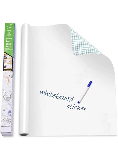 Sulfar Self Adhesive Whiteboard Sticker Removable Whiteboard Sticker Wall Sticker Vinyl Peel and Stick Paper School, Office, Home, College Students Painting Wallpaper (60x200cm)