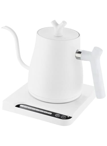 DOOKOO Electric Gooseneck Kettle,Stainless Steel Electric Water Kettle &amp; Coffee Kettle with Temperature Indicate,1000W Quick Heating Constant Temperature, Auto Shut Off, Touch Screen Panel (White)