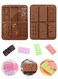PCS Chocolate Mould, 6 Cavities Square Chocolate Silicone Molds Reusable Baking Moulds for Cake Toppings, Ice Cube, Hard Candies Moulds