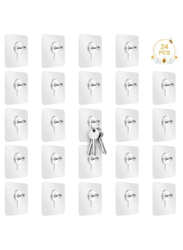 Ruicaifu 24PCS Adhesive Screws, Punch-Free Wall-Mounted Screw Hook Heavy-Duty Waterproof Seamless Screw, Self Adhesive Wall Screw for Bathroom Kitchen Shower Storage Room (8mm 10mm)