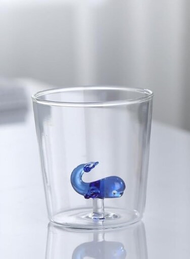 300ML Borosilicate Three Dimentional Animal Design Glass Cups , Blue Whale