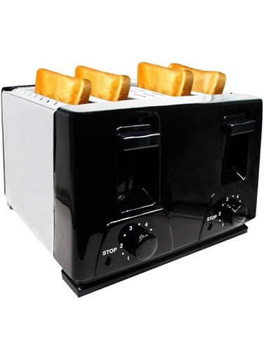 4 Slice Bread Toaster,6 Adjustable Shade Settings, Removable Crumb Tray, Extra Wide Slots for Toasting Bagels, Bread, Waffles and More, Countertop Kitchen Essentials, Black