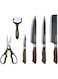 RoyalFord 6pcs Kitchen Knife Set with Non Stick Coating, RF10462 Extra Short Stainless Steel Blades Premium Quality PP Handle with TPR Wood Finish Multi Functional Set, Multicolor