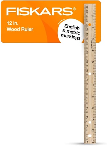 Fiskars 01 005358 Back To School Supplies Wood Ruler, 12 Inch, Sandal, 01-005359, 12 Inch Wooden Ruler, OSFA