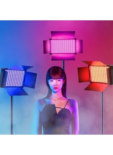 RGB 800 LED Pro RGB Studio Light Kit &ndash; Rechargeable + Plug-in, Adjustable Bi-Color &amp; RGB Effects for
