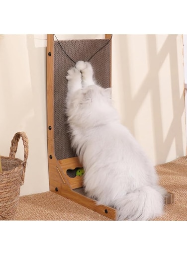 TOMVAES Cardboard Cat Scratcher, Vertical Cat Scratching Board, L-Shape Cat Scratch Pads Toy Balls, Wall-Mount Cat Scratchers for Indoor Cats