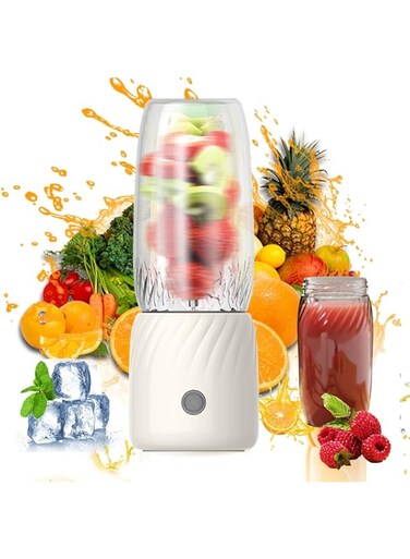 NALACAL Portable Blenders Rechargeable Mini Juicer, Handheld Mini Personals Electric Juicer for Fruit and Vegetables, USB Rechargeable Mini Juicing Cup for Outdoor Sports Travel (White)