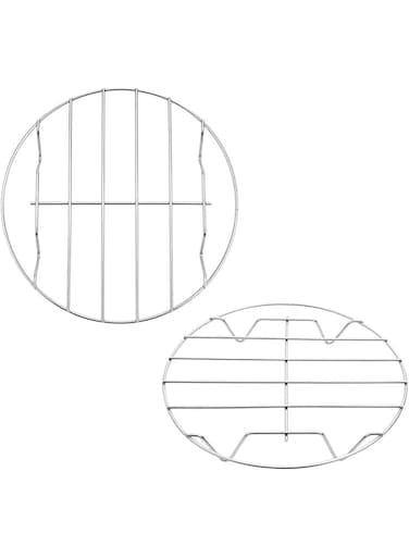 TamBee T&amp;B 2Pcs Air Fryer Rack Cooking Steaming Cooling Multi-Purpose 304 Stainless Steel Round Rack Cross Wire w Stand Cookware Fit for Air Fryer Pressure Cooker Canning (7&amp;8 Inch)